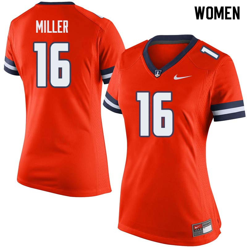 Women #16 Cam Miller Illinois Fighting Illini College Football Jerseys Sale-Orange